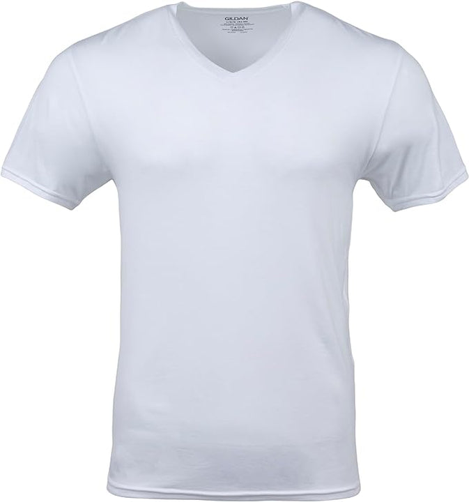GILDAN Men's V-neck T-shirts, Multipack Undershirt, White (6-pack), M UK