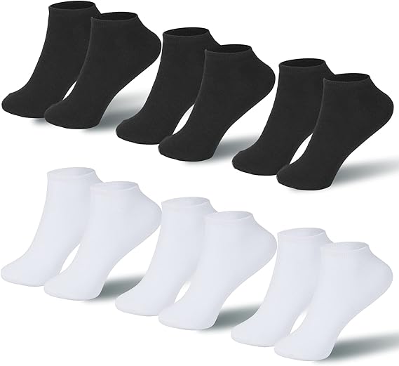 ACWOO Ankle Socks, 6 Pairs Athletic Ankle Socks, Cotton Trainer Sports Socks, Breathable Running Socks for Men Women Ladies, Non-Slip Low Cut Short Socks for Casual and Athletic Wear