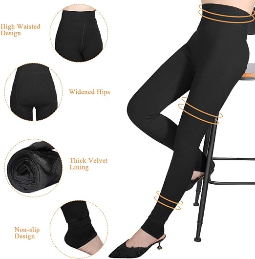 AIMTOP Women Leggings Winter Thick Warm Fleece Lined Thermal Stretchy Leggings Pants, High Waisted Full Length Thermal Leggings for Women (Black)