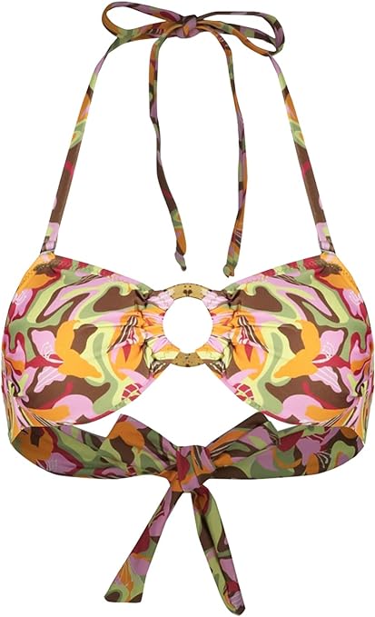 Trendyol Women's Regular fit Strapless Knit Bikini Top Swimwear, Pink-Multicolor, 8