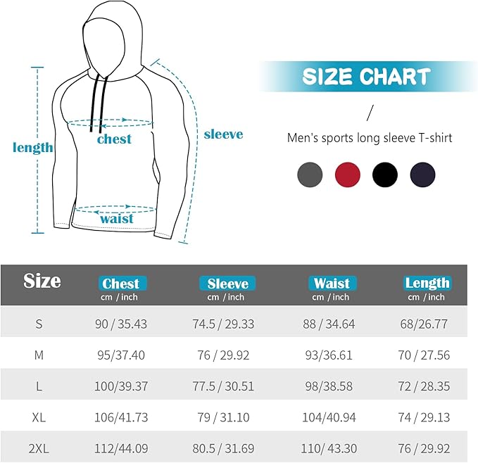 MEETYOO Men’s Running Tops 2 Pack, Sport Shirt Long Sleeve T-shirt Gym Tee for Fitness Workout Jogging, Navy Blue+Grey, M