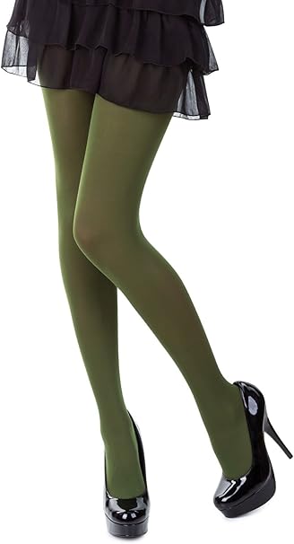 SENTELEGRI Colourful Opaque 40 Denier Tights, 23 Colours, (Large, Green)