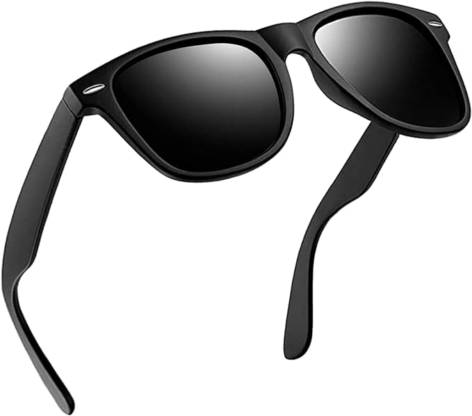 Joopin Square Polarised Sunglasses Mens UV Protection Unisex Retro Sunglasses Womens for Driving Hiking Fishing Sports 2024 (Black Grey)