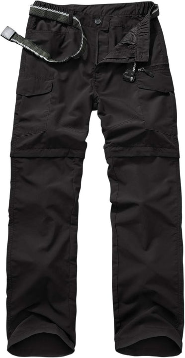Jessie Kidden Hiking Walking Trousers Men,Quick Dry Convertible Lightweight Breathable Waterproof Outdoor Fishing Work Zip Off Cargo Pants Black-29 (Belt not include)