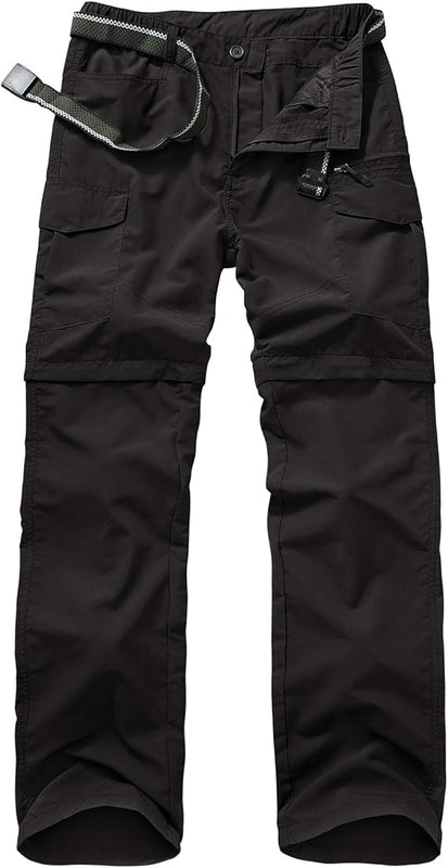 Jessie Kidden Hiking Walking Trousers Men,Quick Dry Convertible Lightweight Breathable Waterproof Outdoor Fishing Work Zip Off Cargo Pants Black-29 (Belt not include)