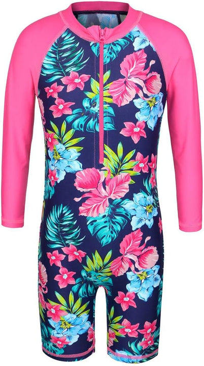 ZNYUNE Girls' one-piece swimsuit, sun protection, swimwear, children's long-sleeved swimsuit