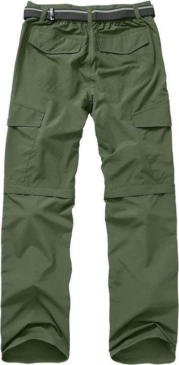 Jessie Kidden Hiking Walking Trousers Men,Quick Dry Convertible Lightweight Breathable Waterproof Outdoor Fishing Work Zip Off Cargo Pants #6088-Army green-34