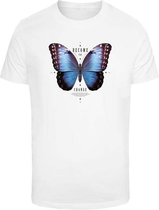 Mister Tee Men's Herren Become The Change Butterfly Tee White, S T-Shirts, S