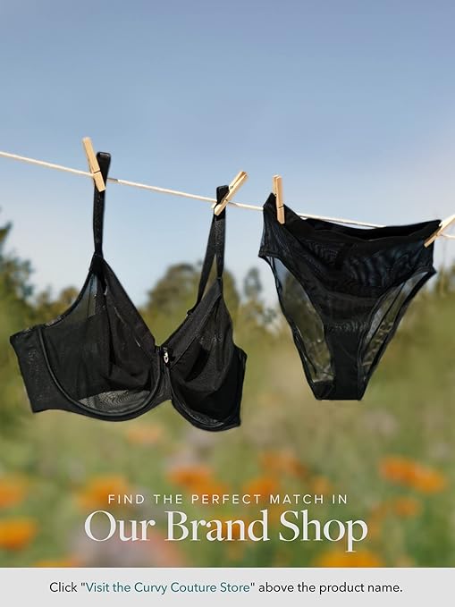 Curvy Couture Women's Sheer Mesh Full Coverage Unlined Underwire Bra