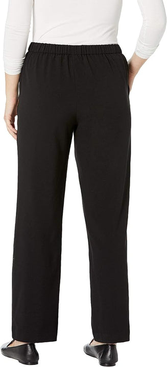 Briggs New York Women's Flat Front Pull On Pant with Slimming Solution, Black, 16 Short