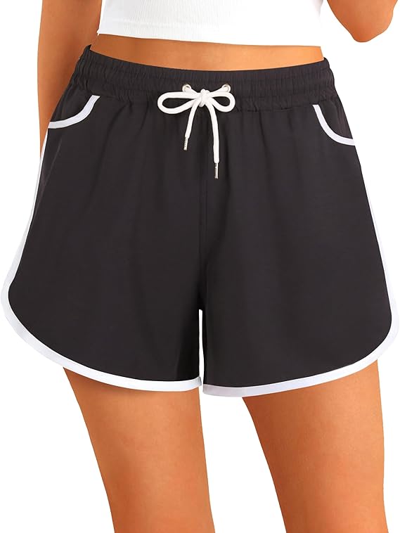 APTRO Women Swim Shorts Board Shorts Swimming Surf Beach Shorts Bikini Bottoms Quick Dry Ladies Swim Trunks Black, 2XL