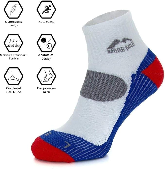 More Mile London (5 Pair Pack) Mens Cushioned Running Socks, Multi-coloured, UK 8.5-10.5