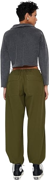 Trendyol Women's Normal Waist Wide Leg Jogger Jeans Pants, Khaki, 10