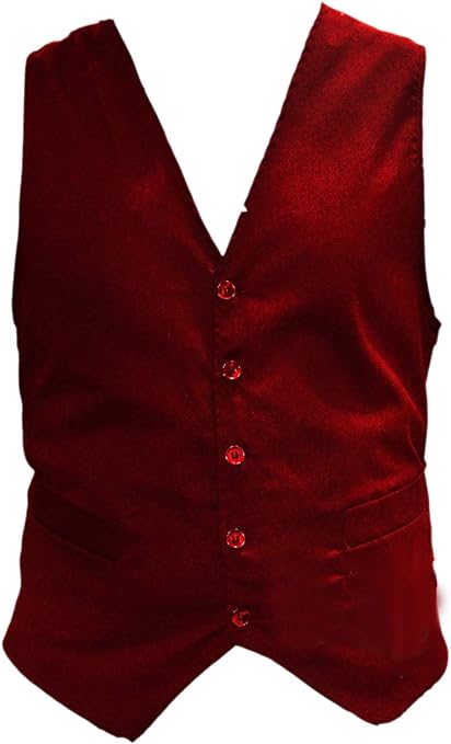 IBEX Mens Slim Fit Formal V-Neck Sleeveless Waistcoats for Waiters, Bar Staff, Fancy Dress, Wedding Party, Red, 4XL