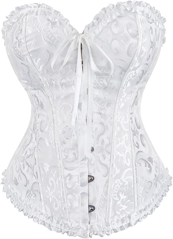 Yummy Bee Corsets for Women Bridal White Corset Lingerie Set Plus Size Women's Bustiers & Corsets Basque UK