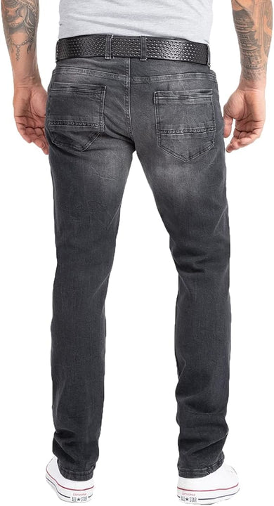 Rock Creek Men's Jeans Trousers Denim Stretch Regular Fit Jeans Stonewashed W29-W44, Rc-2158-grey, 42 W/38 L