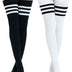 Kayhoma Extra Long Cotton Stripe Thigh High Socks Over the Knee High Plus Size Stockings…, Black/White, M