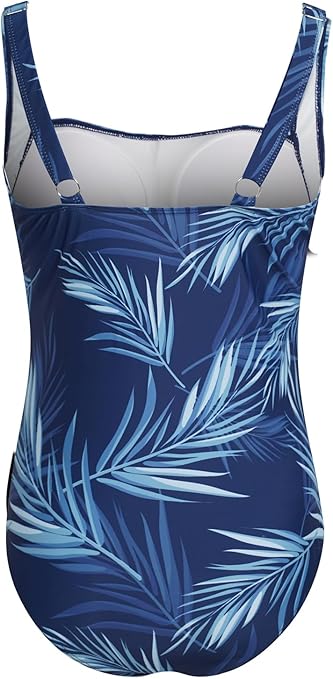 Aidotop Womens One Piece Swimsuit Tummy Control Swimwear with Retro Ruched Monokini Bathing Suits（12Navy Blue,XL）