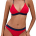 iSLASISIA Women’s Bikini Swimsuit Criss Cross Back Triangle Bikini Tie Back Bikini Set Two Piece Swimsuits (Red & Blue,UK8)