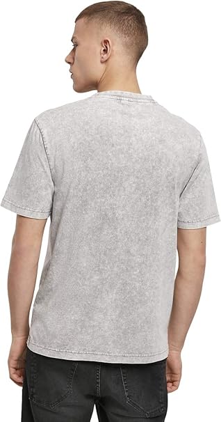 Build Your Brand Men's Acid Washed Tee T-Shirt, Grey Black, 3XL