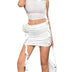 Women's Ruffle 2-Piece Skirt Set Floral Ruffle Fringe Sleeveless Tank Top + High Waist Mini Skirt Set (A-White, M)
