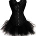KUOSE Women's Plus Size Lingerie Burlesque Corset with Tutu Skirt Halloween Outfit Sets Black, 4XL