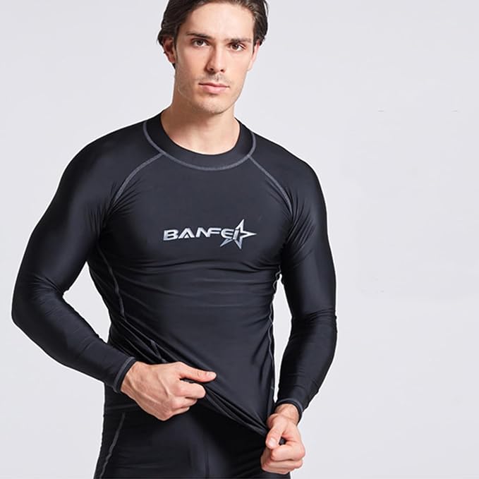 Mens Swim Shirts UPF 50+ Mens Rash Vest Long Sleeve Performance Fit Compression Rash Guard Shirts Quick Dry (UK, Alpha, XL, Regular, Regular, Long Sleeve)