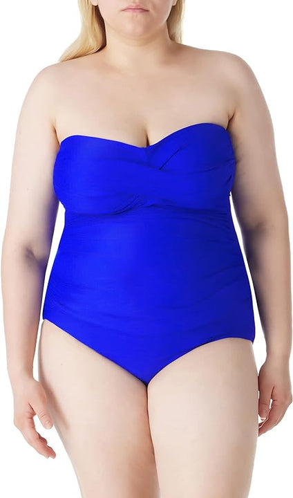 RELLECIGA Women's Strapless One Piece Swimsuit, Royal Blue, Medium