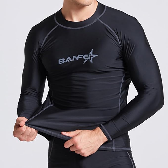 Mens Swim Shirts UPF 50+ Mens Rash Vest Long Sleeve Performance Fit Compression Rash Guard Shirts Quick Dry (UK, Alpha, XL, Regular, Regular, Long Sleeve)