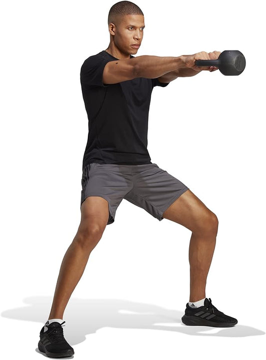 Adidas Men's Essentials Piqué 3-Stripes Training Shorts, Grey Five/Black, M