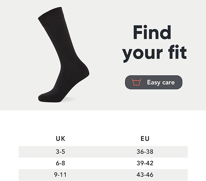 FM London 6-Pack Unisex Super Soft Calf Socks - Mens Socks & Womens Socks with Breathable, Black / 6-8