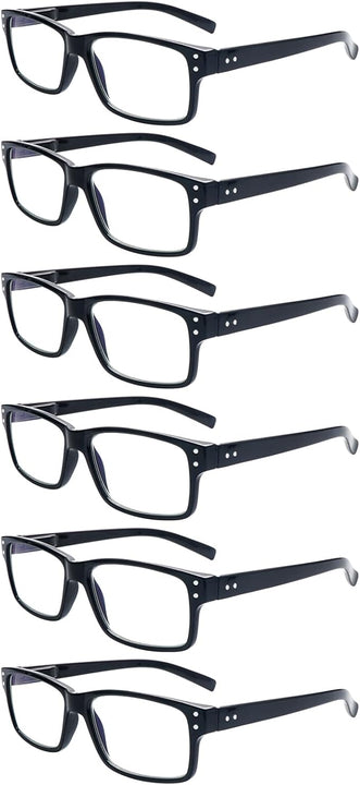 ZONLON 6 Pack Reading Glasses for Men Women Blue Light Blocking Lightweight Black Computer Readers with Spring Hinges 3.5 +