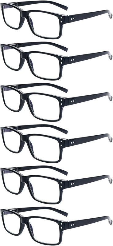 ZONLON 6 Pack Reading Glasses for Men Women Blue Light Blocking Lightweight Black Computer Readers with Spring Hinges 3.5 +