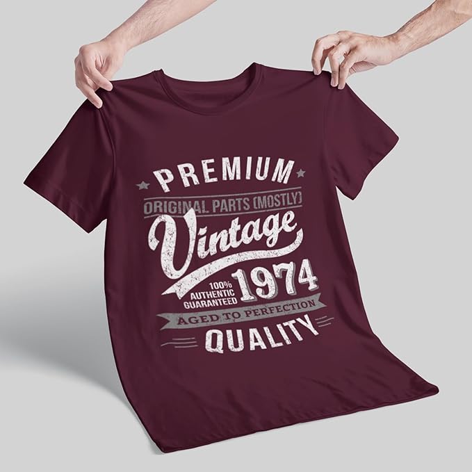 My Generation T-Shirts Vintage Year - Aged to Perfection - 50th Birthday Gift | Present Mens T-Shirt Burgundy L