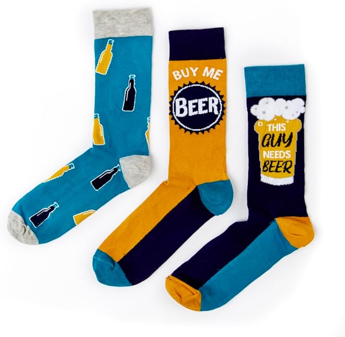Urban Eccentric Mens Beer Socks Gift Set | Gift | 3 Pairs | Cotton Rich Socks | Premium Socks | Novelty | Gifts