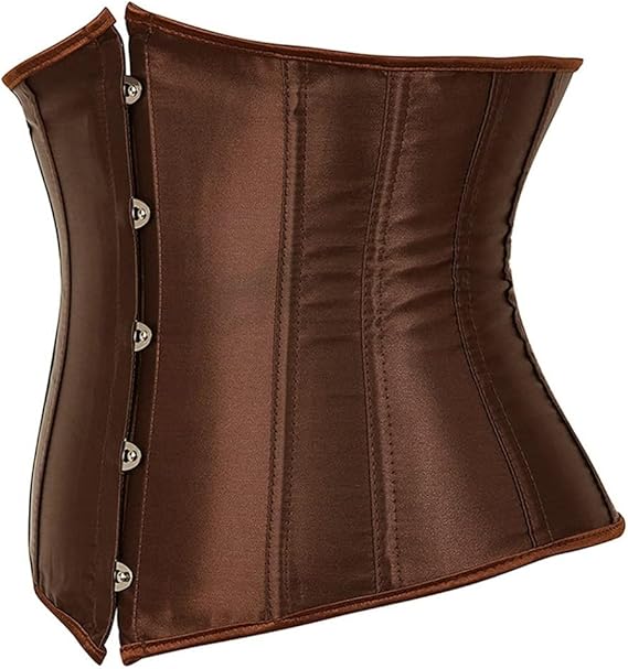 Kelvry Women's Satin Waist Cincher Lace up Boned Bustier Underbust Corset XL