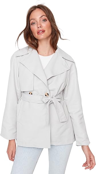 Trendyol Women Young Oversize Double-breasted Lapel collar Woven Trench Coat