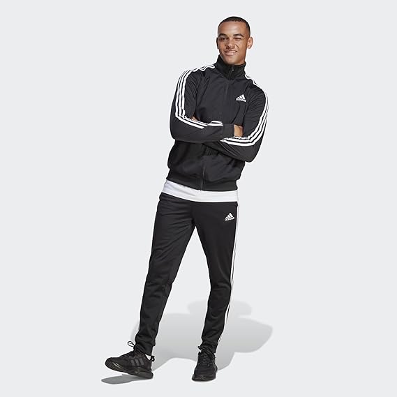 adidas Men's Basic 3-Stripes Tricot Tracksuit, Black, L Tall 3 inch