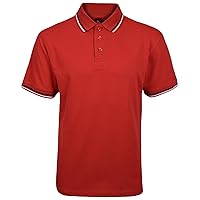 True Face 3 Pack Mens Tshirts Polos Pique Tipping Pocket Collar Buttoned Regular Fit Top, Navy/White/Red, XL