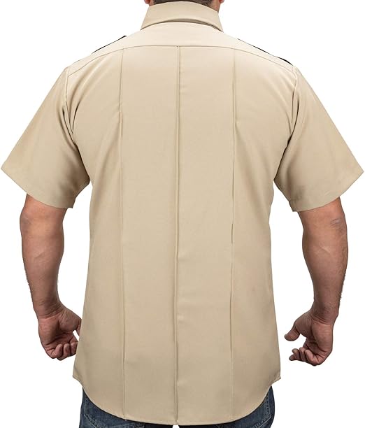 First Class 100% Polyester Two Tone Short Sleeve Men's Uniform Shirt - Large