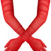 TOYMIS Women's Super Long Gloves, 1920s Sexy Sheer Gloves Elegant Long Opera Gloves Mesh Tulle Gloves Dance Gloves (red)