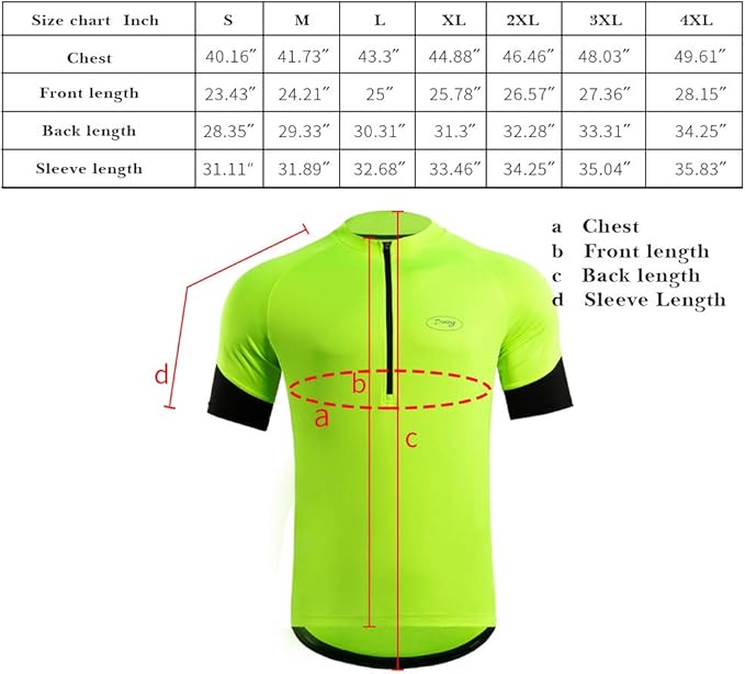 Dooy Men's Cycling Bike Jersey, Short Sleeve MTB Shirts with 3 Rear Pockets-Breathable,Smooth Zipper Biking Shirt, Yellow, XL