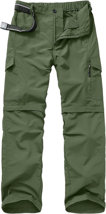Jessie Kidden Hiking Walking Trousers Men,Quick Dry Convertible Lightweight Breathable Waterproof Outdoor Fishing Work Zip Off Cargo Pants #6088-Army green-34