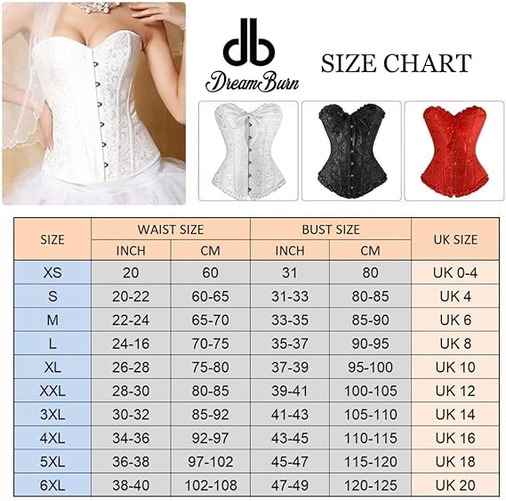 Dreamburn Bustiers Corsets Bridal Lingerie Lace up Satin Boned Corset Women's Gothic Corsets Cinchers Overbust Bodysuit