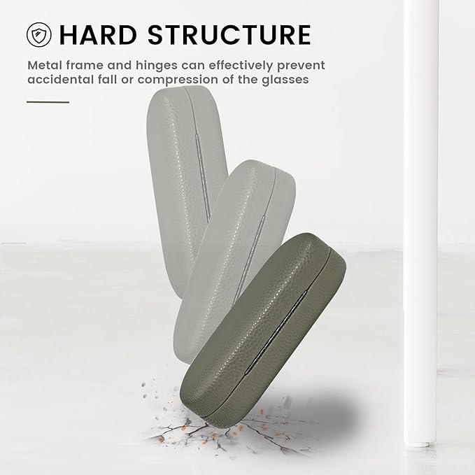 molshine Hard Shell Leather Sunglasses Case,Classic Large Glasses Case for Women Men,Sunglass Eyeglasses (Olive green)