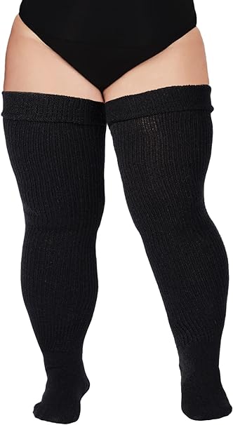 Plus Size Womens Thigh High Socks for Thick Thighs- Extra Long & Thick Over the Knee Stockings- Leg Warmer Boot Socks