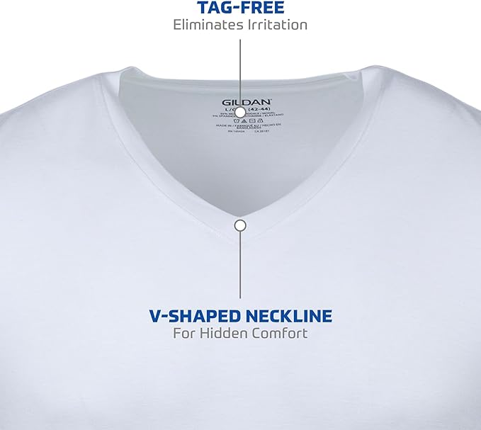 GILDAN Men's V-neck T-shirts, Multipack, Style G1103 Undershirt, White (5-pack), XL
