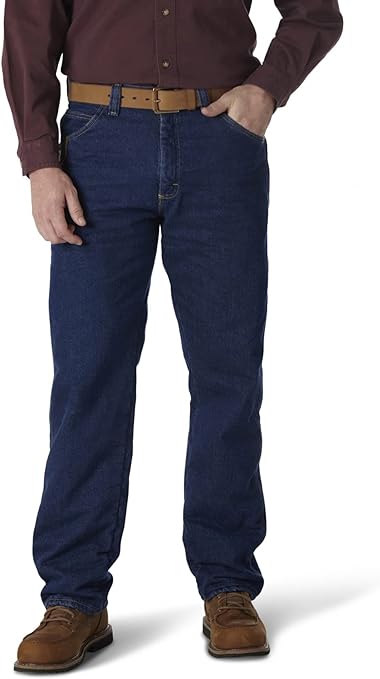 Wrangler Riggs Workwear Men's Riggs Workwear Fleece Lined Relaxed Fit Jean Work Utility Pants, Night Brown/Black, 35W x 32L