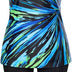 Hanna Nikole Ladies Tankini Swimwear Sets 2 Piece Ruched Tummy Control Cut-Out Front Sexy Swimwear Blue Stripes 20W