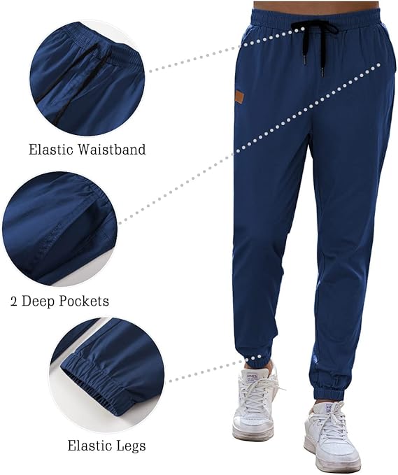 Jolicloth Mens Work Trousers Cargo Jogging Chinos Bottoms Casual Slim Fit Gym Joggers Combat Sweatpants Blue L